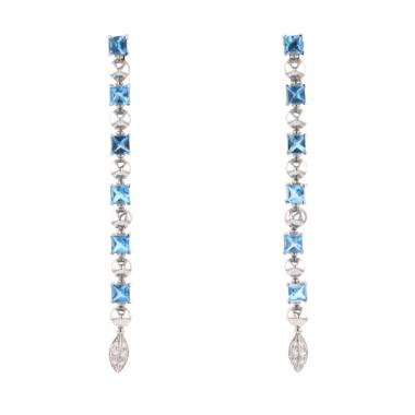 Bulgari pair of white gold, diamonds and blue topaz Lucea earrings