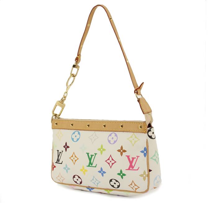 Louis Vuitton pochette accessoires en toile monogram multicolore et cuir naturel
