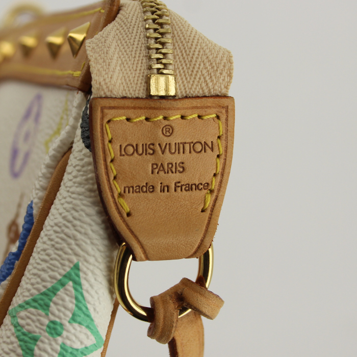 Louis Vuitton accessory pouch in multicolor canvas and natural leather - Detail D4