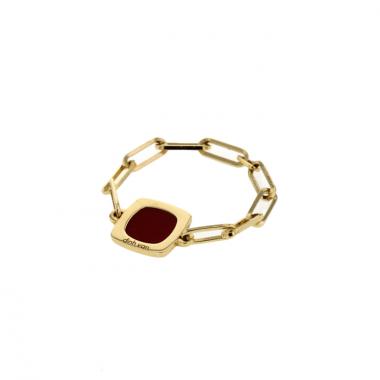 Dinh Van yellow gold and cornelian Impressions ring