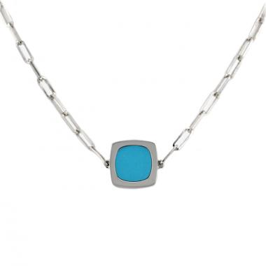 Dinh Van white gold and turquoise Impressions necklace