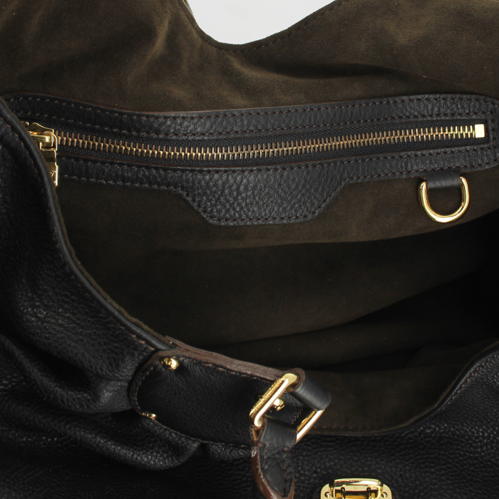 Handbag in black mahina leather - Detail D4