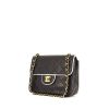 Chanel Timeless small model handbag in black quilted leather and white piping - 00pp thumbnail
