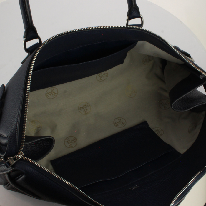 Bolso para llevar al hombro en cuero togo azul - Detail D2