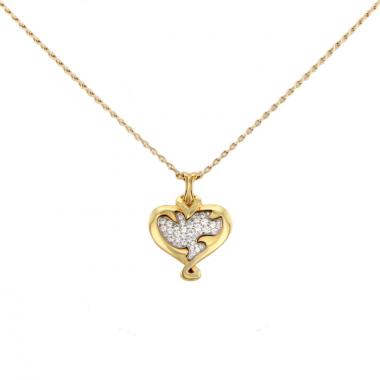 De Beers rose gold, white gold and diamonds Rose In Heart necklace