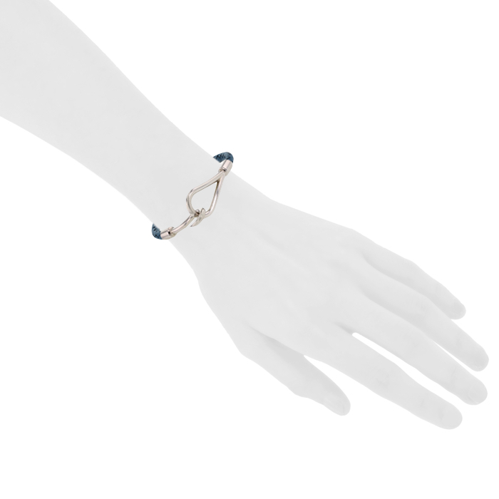 Hermès bracelet Jumbo en cuir bleu et acier - Detail D1