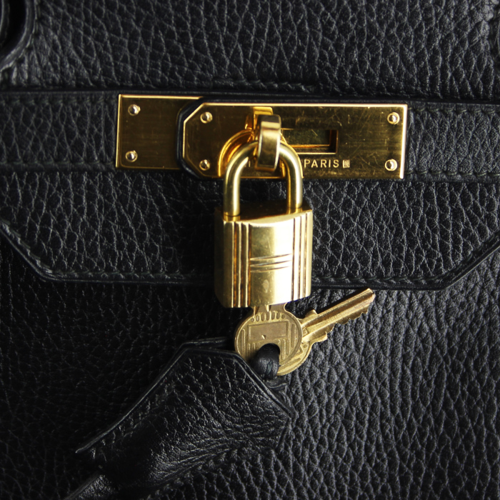 Borsa Hermes Birkin 40 cm in pelle nera - Detail D4