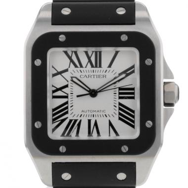 Cartier Santos 100 in stainless steel and black rubber Ref : 2656 Circa 2009 