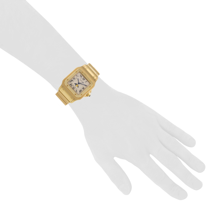Cartier Santos glabée Calendar watch in yellow gold - Detail D1