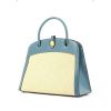 Hermes Dalvi bag in turquoise leather and beige canvas - 00pp thumbnail