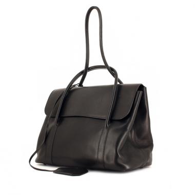 Hermès sac en cuir noir par Martin Margiela