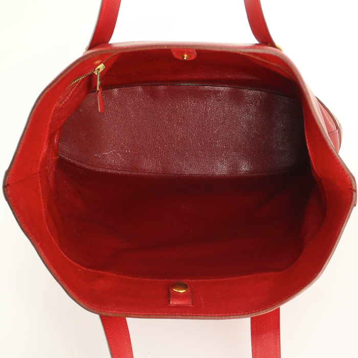 Sac cabas en cuir Courchevel rouge - Detail D3
