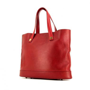 Shopping bag in red Courchevel leather