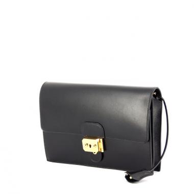 Hermès pochette à dépêche en cuir noir 