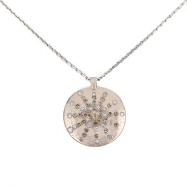 Collana in oro bianco,  diamanti e diamanti grezzi