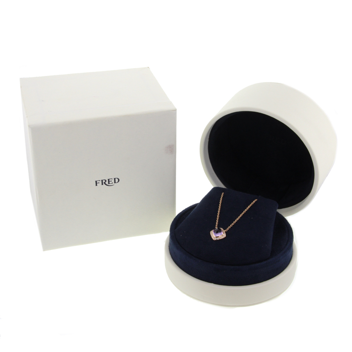 Fred collier Pain de Sucre en or rose, diamants et améthyste  - Detail D2