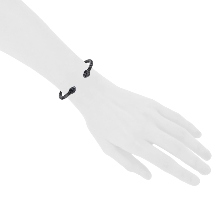 David Yurman bracelet Cable Renaissance en argent noirci - Detail D1