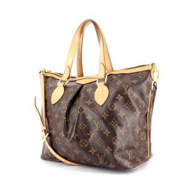 Bolso de mano en lona Monogram y cuero natural