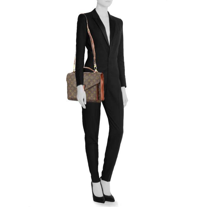 Briefcase in monogram canvas and brown leather - Detail D1