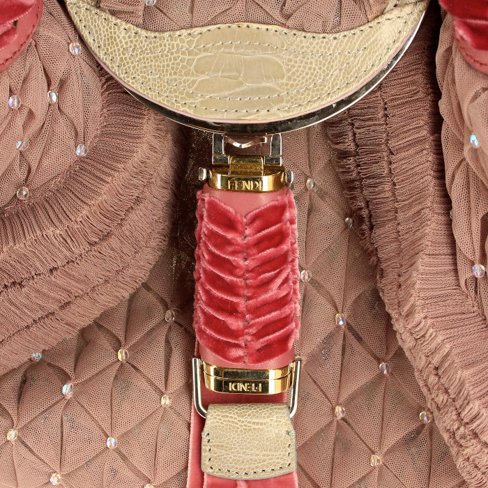 Borsa Fendi Spy in tessuto rosa e perle rosa - Detail D3