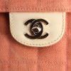 Chanel East West handbag in pink canvas and white patent leather - Detail D4 thumbnail