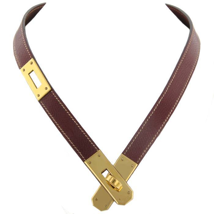 Collana Hermès Kelly in pelle marrone