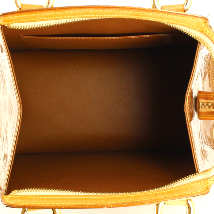 Bag in brown monogram patent leather and natural leather - Detail D2