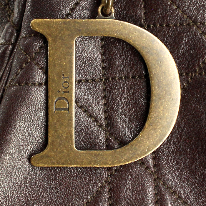 Handbag in brown leather cannage - Detail D4