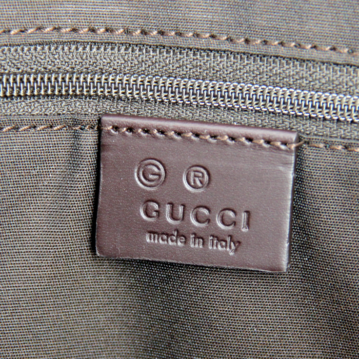 Bolso Cabás Gucci Vintage en lona Monogram y cuero marrón - Detail D3