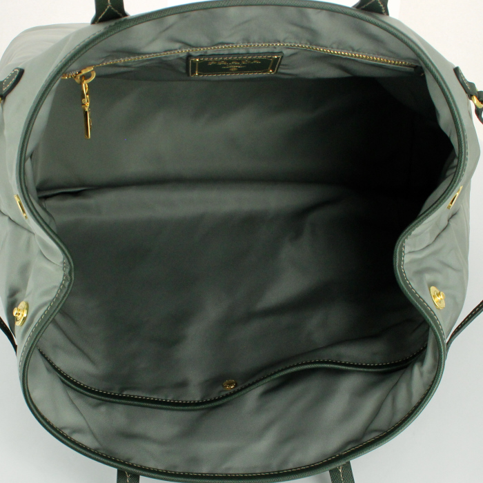 Sac cabas Prada Shopping en toile et cuir vert-d'eau - Detail D2