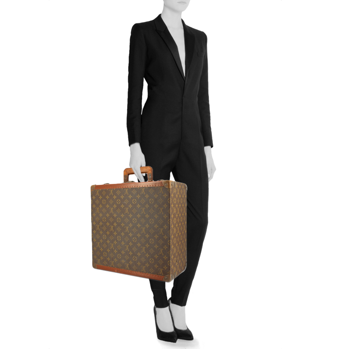 Sombrerera Louis Vuitton en lona Monogram y cuero natural - Detail D1