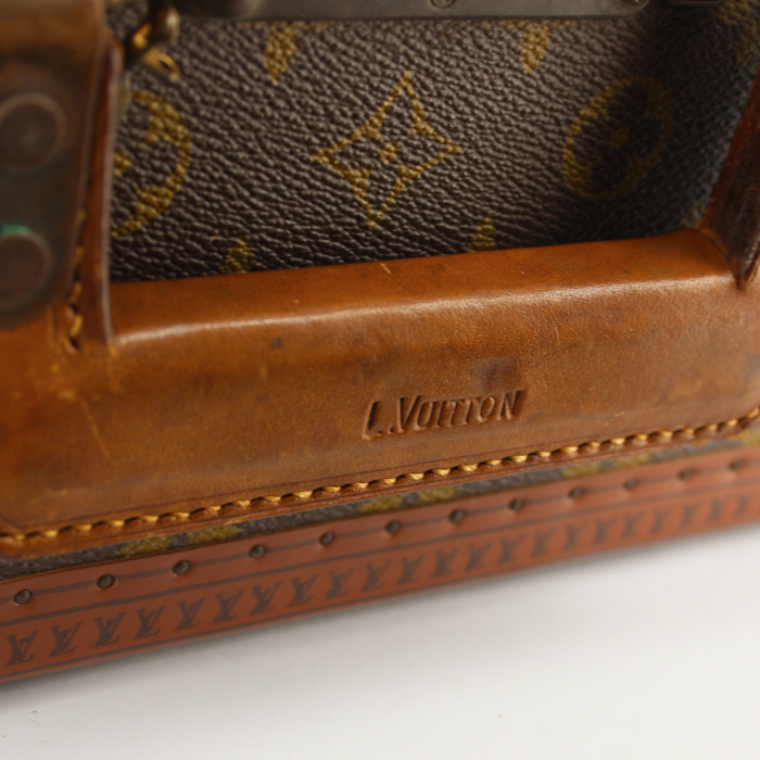 Louis Vuitton hat box in monogram canvas and natural leather - Detail D4