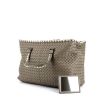 Handbag in taupe braided leather and python - 00pp thumbnail
