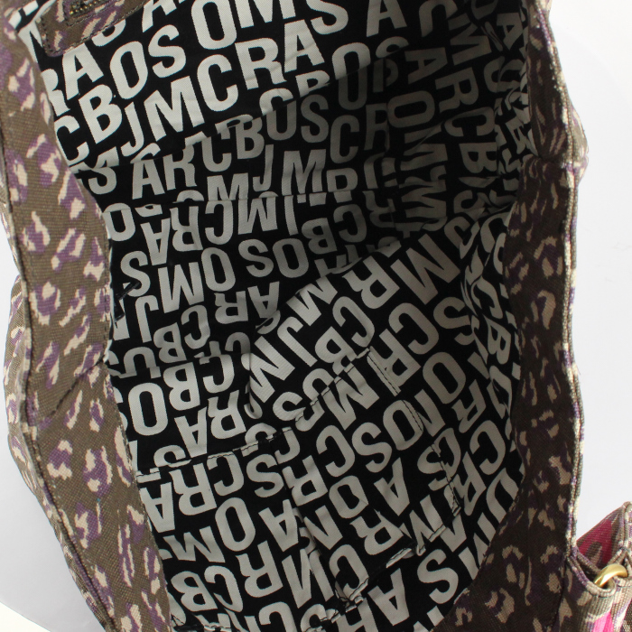 Marc Jacobs sac cabas en toile imprimée marron et rose - Detail D2