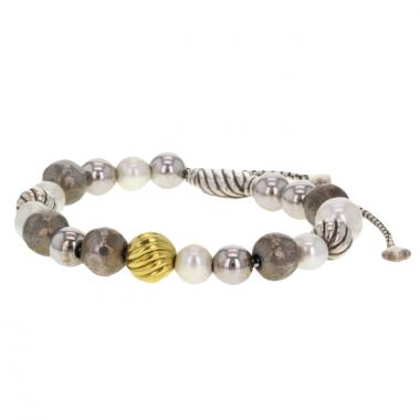 Brazalete David Yurman Spiritual Beads en oro amarillo,  plata y perla cultivada