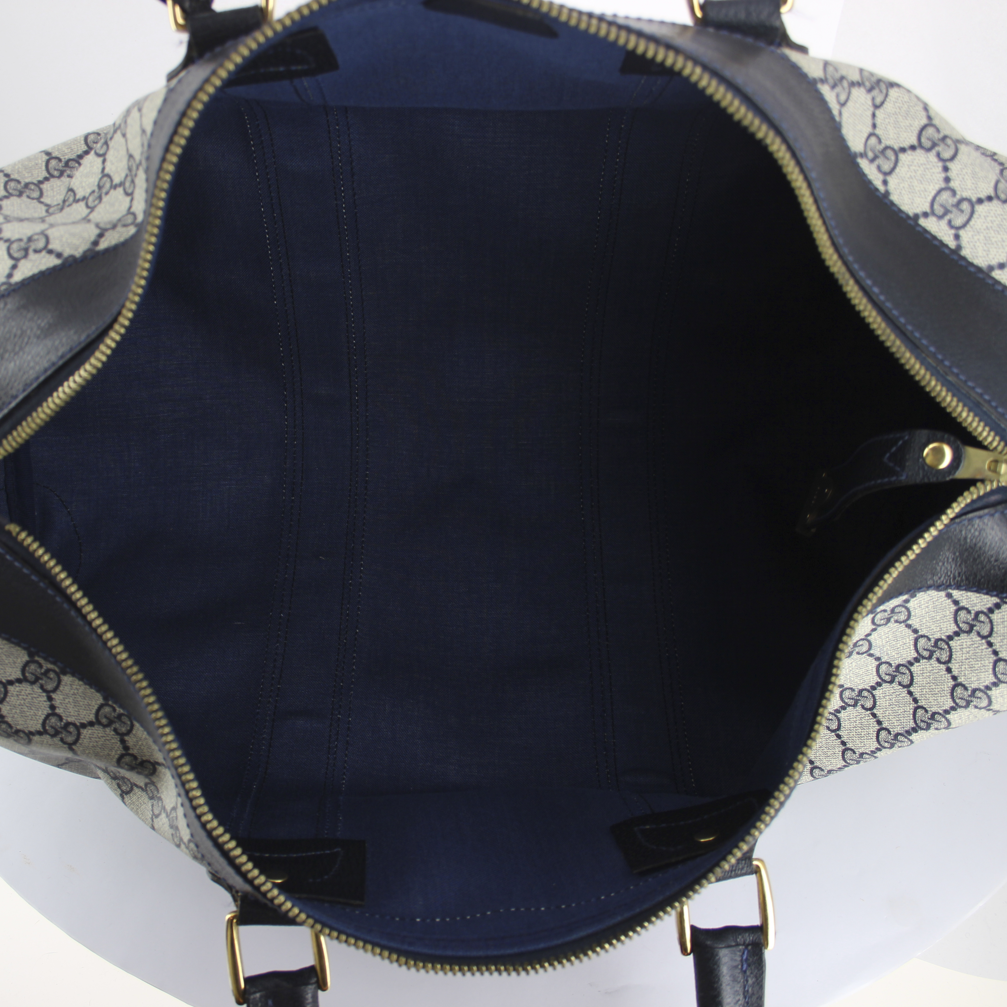 Gucci sac de voyage en toile monogram et cuir bleu - Detail D2