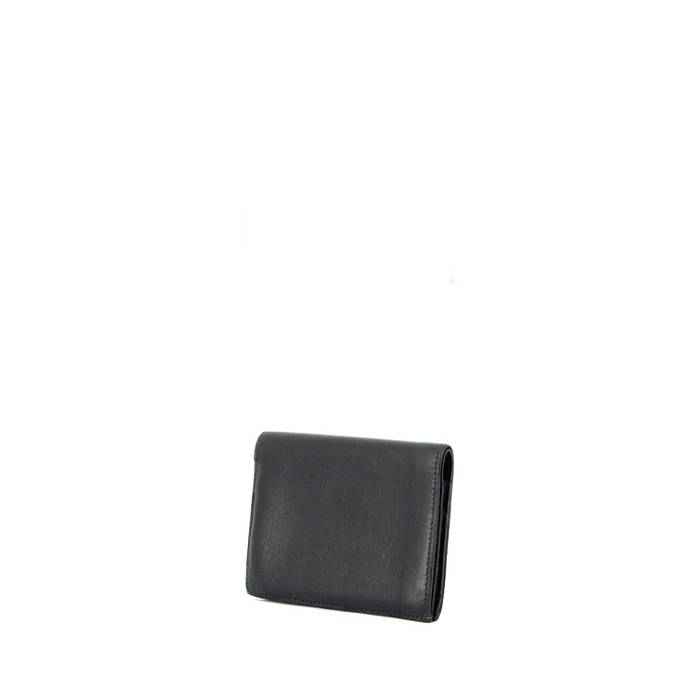 HERMES Leather Card Holder Wallet Black