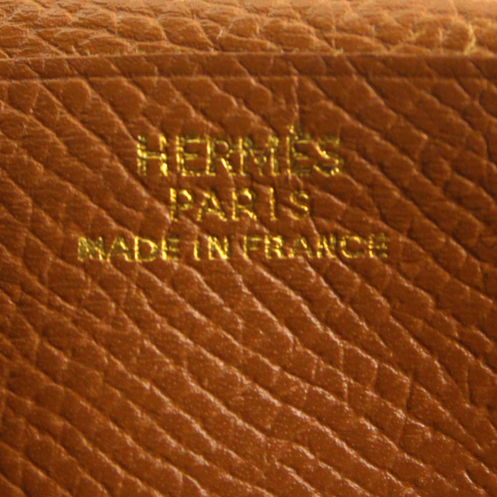 Portefeuille Béarn en cuir grainé marron - Detail D3