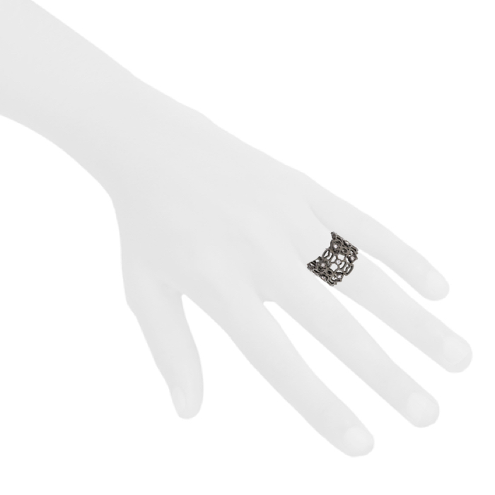 Repossi Nérée ring in blackened gold and diamonds - Detail D1