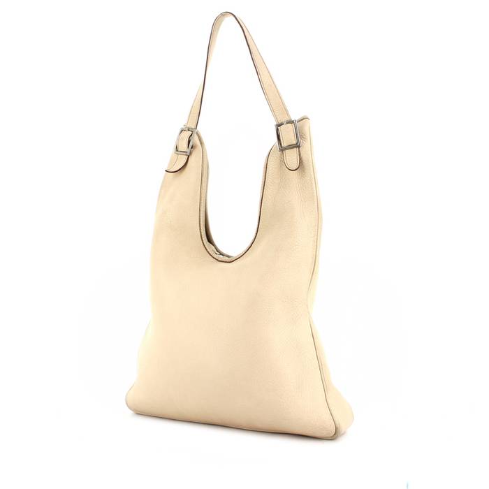 Hermes Massai Cut Handbag in Beige Canvas With Full Leather Lining and Trim  at 1stDibs