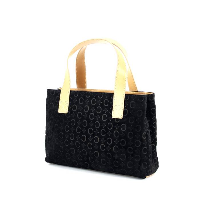 Sac à main Celine en daim monogram noir et cuir naturel