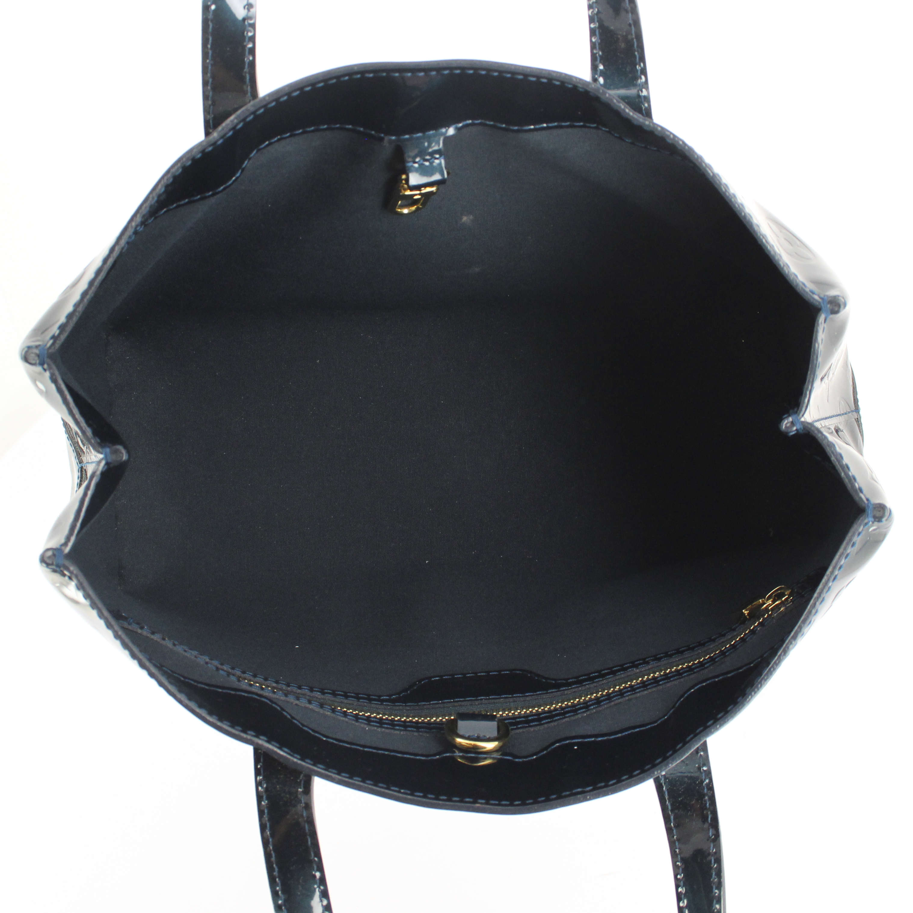 Sac cabas en cuir vernis monogram bleu - Detail D2