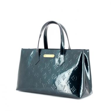 Shopping bag in pelle verniciata monogram blu