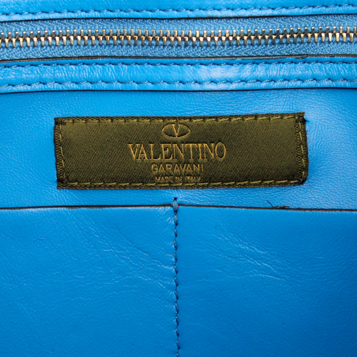 Sac à main Valentino Garavani en toile camouflage et cuir bleu - Detail D3