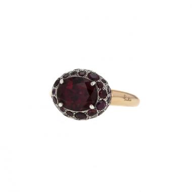 Anello Pomellato Tabou in oro rosa,  argento e granati