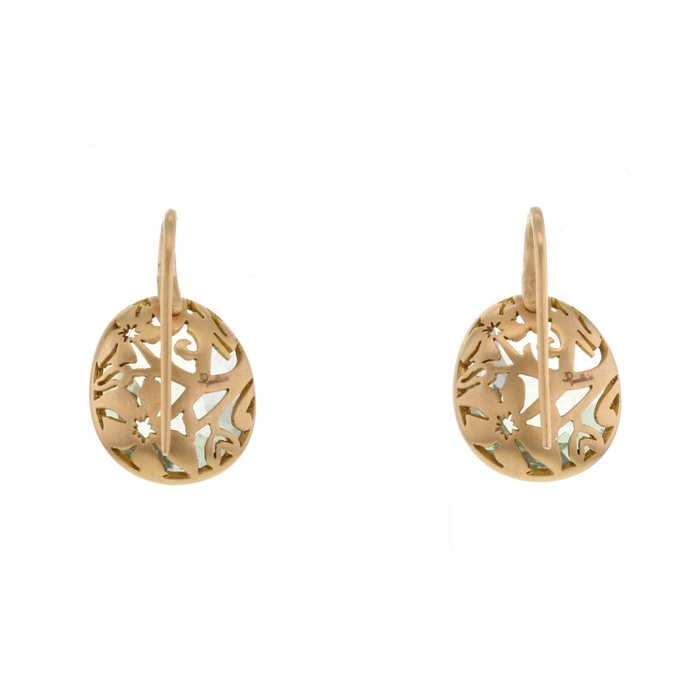 Pendientes Pomellato Arabesques en oro rosa y cuarzo verde - Detail D2