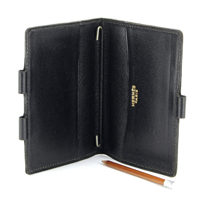 Hermes agenda-holder in black leather - Detail D1