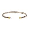 Bracelet ouvert David Yurman Cable Classique en argent,  or jaune et saphirs - 00pp thumbnail