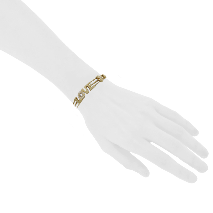 Bracelet Chopard Happy Diamonds en or jaune et diamants - Detail D1