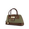 Dior handbag in khaki canvas and brown leather - 00pp thumbnail